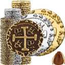 Large Pirate Coins - 102 Bronze, Silver & Gold Treasure Coin Set - Metal Replica Spanish Doubloons for Pirate Party Decorations & Favors, Tokens, Cosplay - Pirate Treasure Chest - Mixed Sizes