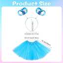5PCS Blue Tulle Tutus Costume Set for Women Mesh Tutus Skirt Springy Wig Headband Striped Arm Sleeves Socks Heart Glasses Halloween World Book Day Cosplay Party Festival Dress Up