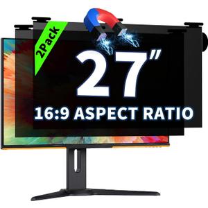 2 Pack Magnetic Hanging Computer Privacy Screen 27 Inch for 16:9 Widescreen Monitor, Removable Privacy Screen Anti Glare Blue Light Computer Screen Privacy Shield, Anti-Scratch 27 in Protector Film