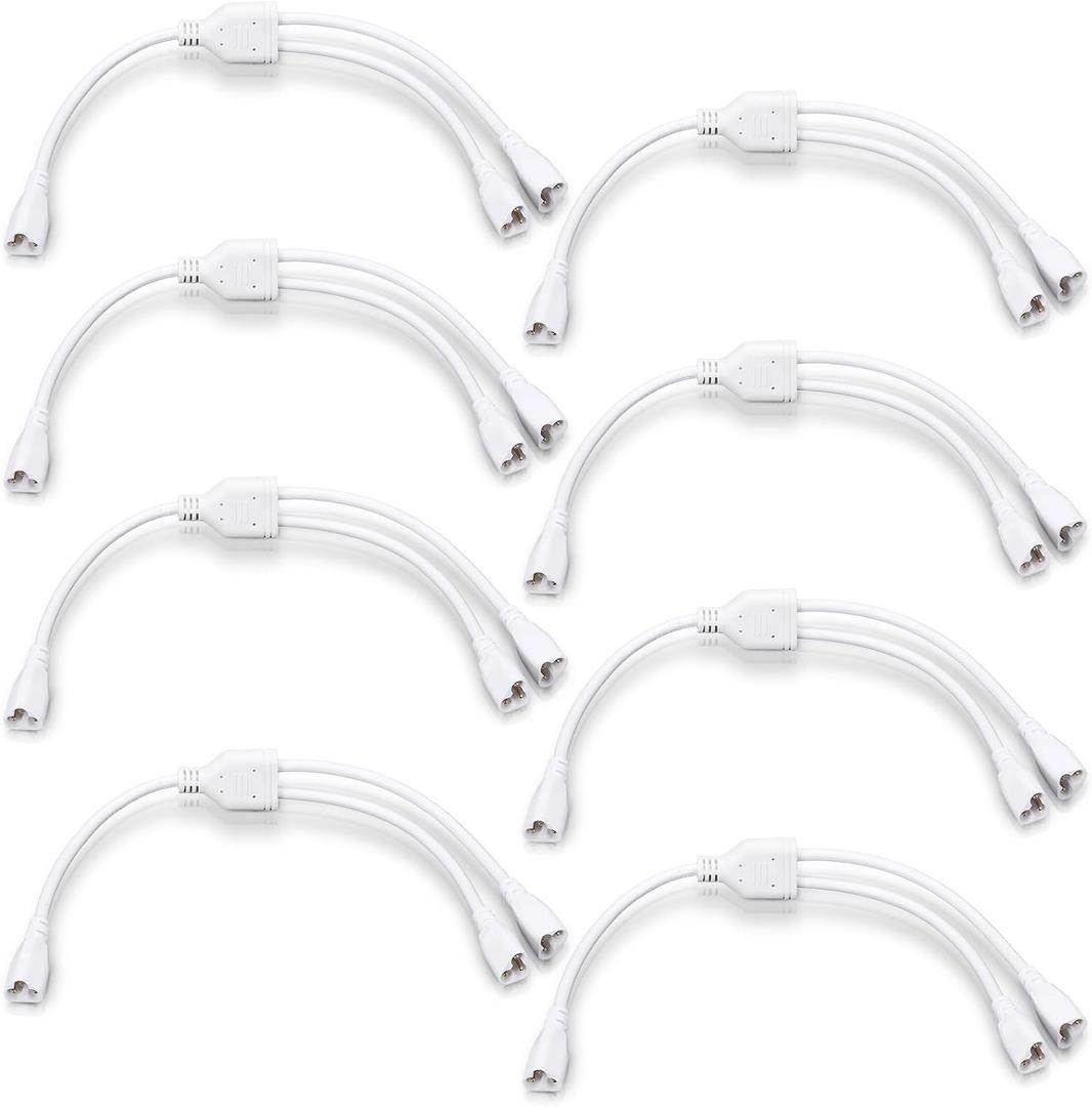 Relaxweex 8 Pcs T5 T8 LED Splitter Cable 3pins LED Wire Tube Connector 1to 2 Way Splitter Extension Cord for Ceiling Lights, Integrated Tube Lamp Holder Socket