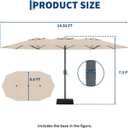 9x15 ft Large Outdoor Umbrella with Base, Extra Wide Patio Umbrella with UV Protection, Heavy Duty Backyard & Pool Umbrella with 12 Ribs for Garden Patio Balcony