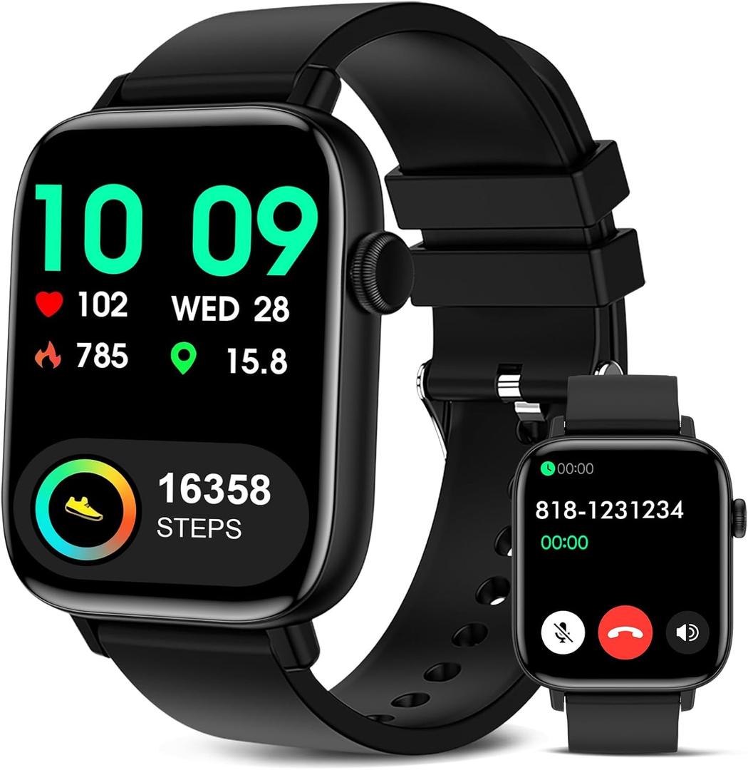 Smart Watch for Men - 1.90" HD Touch Screen Smartwatch, Bluetooth Call, Fitness Tracker with 120+ Sport Modes, Heart Rate & Sleep Monitor, IP68 Waterproof Smart Watches for Android & iPhone, Black