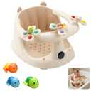 Baby Bath Seat For Babies 6 Months & Up With Built-in Thermometer, Strong Suction Cups & Interactive Toys  Ergonomic Infant Bath Seats For Babies Sitting Up, Safe & Comfortable Design