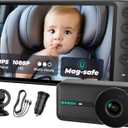 NO.1 Magnetic Baby Car Camera, 5'' 1080P IPS Magnetic Mount Monitor, Auto Night Vision, 360 Rotation Car Camera for Baby with Zoom & Mirror Mode, USB-Powered Baby Monitor for Rear Facing