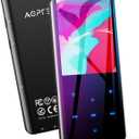 AGPTEK 64GB MP3 Player with Bluetooth 5.3, A19X 2.4" Curved Screen Portable Music Player with Speaker Lossless Sound with FM Radio, Voice Recorder, Supports up to 128GB, Black