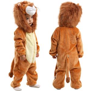 TONWHAR Toddlers Lion Costume, Soft Kids Halloween Dress Up Romper Outfits for Boys & Girls (18-24 Months, Orange)
