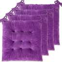 WONDER MIRACLE 4 Pack Seat Cushion/Chair Cushion Pads for Dining Chairs, Office Chair, Floor, Machine Wash & Dryer Friendly (Flannel 16"16", Soft Lilac)
