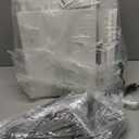 Somdot White Nightstand with Charging Station and LED Light for Bedroom, Tall 3 Drawers Dresser with Fabric Bins for Bedside Kids Dorm Room Closet Laundry Entryway, White Leather (11.8"D x 15.7"W x 28.3"H (3 Drawers))