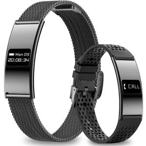 Efolen Smart Bracelet for Women Men, Activity Fitness Tracker, Smart Wristband with Heart Rate/Blood Oxygen/Sleep Monitor/Pedometer, IPX8 Waterproof Slim Smart Watch for Android iPhone, 2 Bands, Black