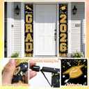 WOHOHOHO 23Pcs Graduation Decorations 2026 Set, Black Gold Porch Door Sign GRAD Banner, Class of 2026 Backdrop, 5 Colors Large Balloons, Party Supplies for High School College Indoor Outdoor Decor