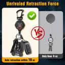 2 Pack Retractable Keychain, Heavy Duty Carabiner Badge Holder, Tactical ID Badge Reel with 32 Steel Retractable Cord, Bearing 10 oz