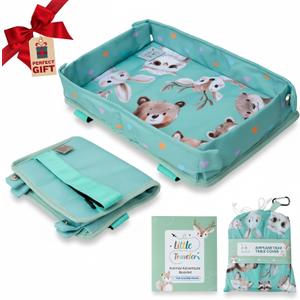 Little Traveler Waterproof Airplane Tray Table Cover  Universal Fit & Easy Setup  Airplane Tray Cover Kids - Use in Buses, Trains, High Chairs I Plane Travel Essentials for Kids 1-5 Years (Green)