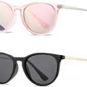 HJSTES Polarized Kids Sunglasses for Girls Boys, 100% UV Protection for Children Sun Glasses, 50MM(Pink Frame/Pink Mirrored+Black Frame/Black Lens)
