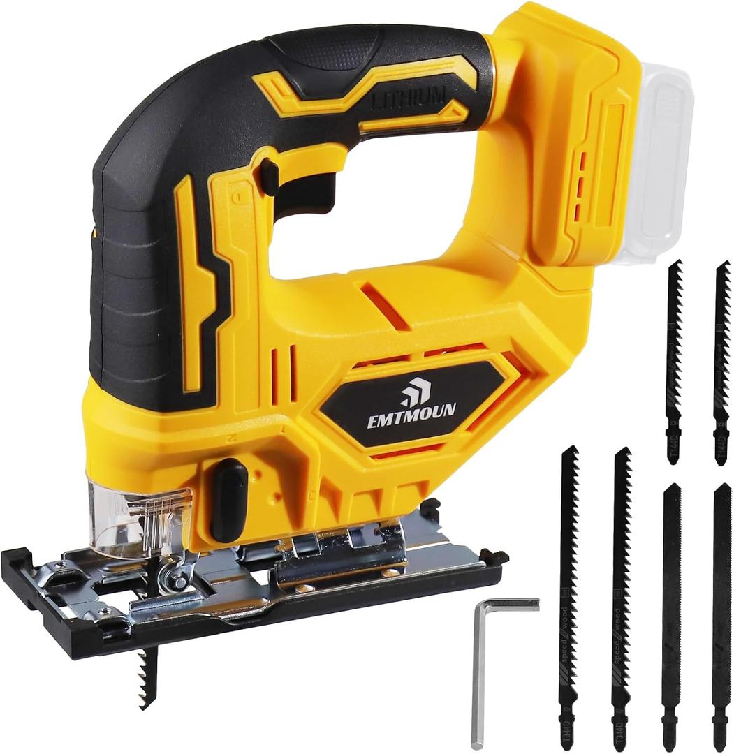 Cordless Jig Saw Compatible with Dewalt 20V Max Battery, Brushless Jigsaw For 3 Orbital Settings, 3200RPM, 0-45 Bevel Cuts, Jigsaw Tool with LED Light (Battery Not Included)