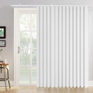 Room Divider Curtains with Ceiling Curtain Track Set, Blackout Privacy Curtains Flexible Track Wall Mounted for Dividing Living Room, Bedroom, 1 Panel White Drape and White Rail, W216 x L108 in