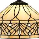 Tiffany Lamp Shade Replacement 12X7 Inch Clear Crystal Beads Stained Glass Lampshade Only with Cap Fit for Table Lamp Pendant Light Ceiling Fixture Torchiere Lamp Floor Lamp