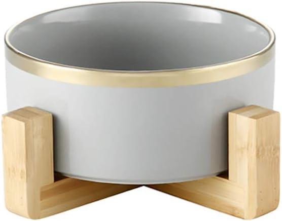 Grey Gold 5 inch Ceramic Cat Bowl with Wood Stand No Spill Pet Food Water Feeder Cats Small Dogs Grey Gold 5 inch Ceramic Cat Bowl with Wood Stand No Spill Pet Food Water Feeder Cats Small Dogs