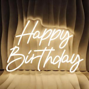 Happy Birthday Neon Sign For Backdrop Large Happy Birthday Light Up Sign Warm White 21.65"*14.96", Warm White-HappyBirthday-21.6"x14.9