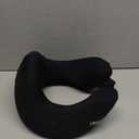 jiaao Neck Pillow Airplane, Memory Foam Travel Neck Pillows for Long Flight, 3D Eye Masks, Ear Plugs and Portable Drawstring Bag, Napping Pillow for Home, Road Trips, Sleep Rest and Travel Use (Black)