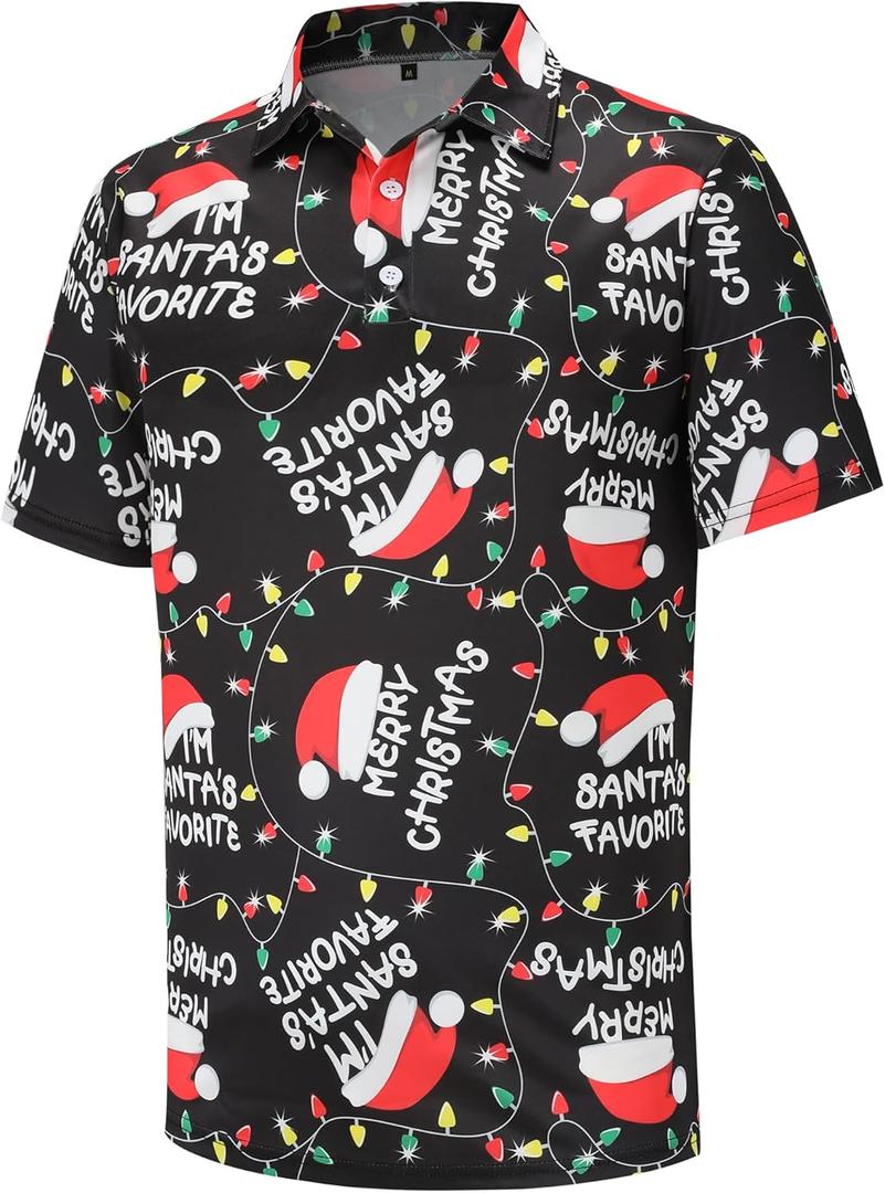 Golf Shirts for Men Dry Fit Short Sleeve Mens Golf Shirt Performance Moisture Wicking Polo Shirts Funny Golf Polo Shirts (S)