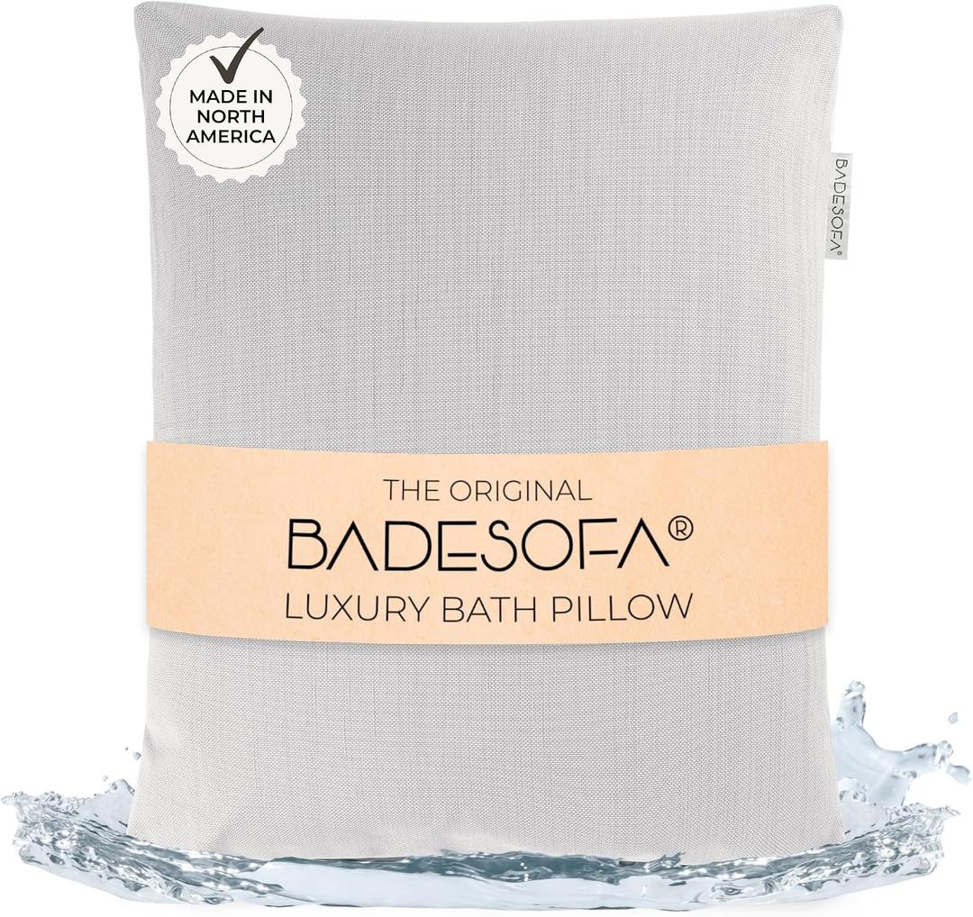 BADESOFA Luxury Bath Pillow S - Ultra Comfortable & Quick-Drying Bath Back Pillow - Washable Full Body Bath Pillow for Bathtub - Therapeutic Head and Neck Support - Luxury Spa Cushion in Grey