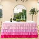 Pufogu Pink Tulle Table Skirt 6ft Tutu Ruffled Chiffon Tablecloth For Rectangle Wedding Baby Shower Girls Birthday Party and Cake Dessert Table Decorations(BrightRainbow, L6(ft), H30in)