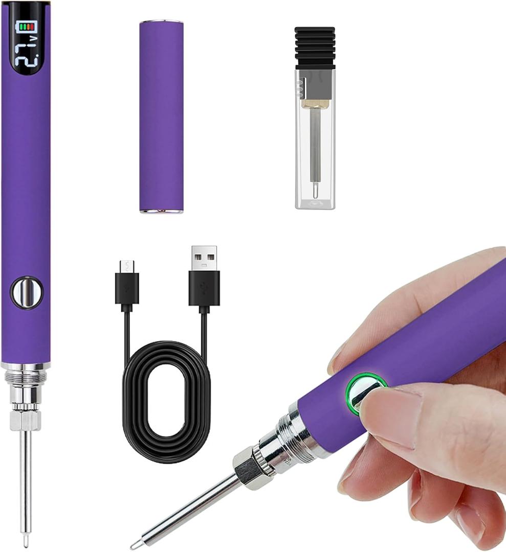 Rechargeable Thread Burner kitKnitting & Beading Thread Burning ToolFor Leather Craft,Sewing,Weaving And Stringing, Beading,Wooden Board Hot Stamping,Molten Wax Carving. (Purple)