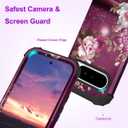 Hocase for Google Pixel 9 Pro XL Case, Shockproof Heavy Duty Protection Hard Plastic+Silicone Rubber Bumper Hybrid Protective Case for Google Pixel 9 Pro XL 6.8" 2024 - Royal Purple Flowers