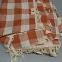 Alsoo Checkered Tablecloth Rectangle Cotton Linen Fabric Fall Gingham Table Cloth Heavy Duty Buffalo Plaid Table Cover with Tassel Washable for Kitchen Dining Thanksgiving Party, Orange, 55X75''