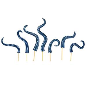 Lyreh 7pcs Octopus Tentacle Stakes, Glow in The Dark Decorative Plant Stakes Funny Garden Plant Decor for Indoor Outdoor Potted Decoration (Blue)