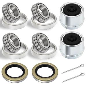 2 Sets 2000-2200lb Trailer Bearing Kit, L44643/L44610 Bearing Kits with 12192TB Grease Seals, 1.98" Dust Caps and Cotter Pins for 1'' Axles Trailer Wheel Hub