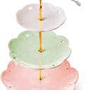 3-Tier Ceramic Serving Stand,Cake Stand-Dessert Stand-Cupcake Stand-Tea Party Serving Platter (3 Color-Gold)