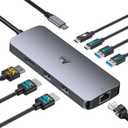 USB C Docking Station Dual Monitor, LIONWEI Laptop Docking Station 3 Monitors with 2 HDMI, 4K DisplayPort, 1Gbps Ethernet, 100W PD, 3 USB A/C 3.0, USB C Hub Multiport Adapter for Dell/Lenovo/HP