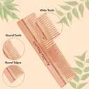 AYUSHKA ORGANIC Handcrafted Wooden Hair Comb – Dual Tooth Design for Detangling & Styling, Anti-Static, Travel-Friendly, for All Hair Types (Comb 5)