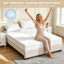 Twin XL Mattress Protector Waterproof 2 Pack Washable Mattress Cover Breathable Twin XL Size Fitted Bed Pad Noiseless Plastic Protection Up to 18” Mattress Protector Soft（White）