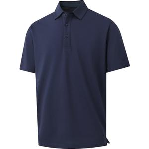 VEBOON Polo Shirts for Men Short Sleeve Athletic Performance Classic Regular Fit Golf Shirts (Blue, L)