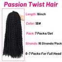 Dorsanee Passion Twist Hair 16 Inch 7 Packs Water Wave Crochet Hair Long Bohemian Curly Braiding Hair for Butterfly Locs, Faux Locs, Boho Style Spring Twist Crochet Braids (1B#)