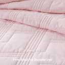 HORIMOTE HOME 100% Cotton Quilt Set Queen Size, Light Pink Pre-Washed 3-Piece Bedspread Coverlet Set, Cozy Lightweight Stitching Bedding Cover with 2 Shams in Geometric Pattern for All Season