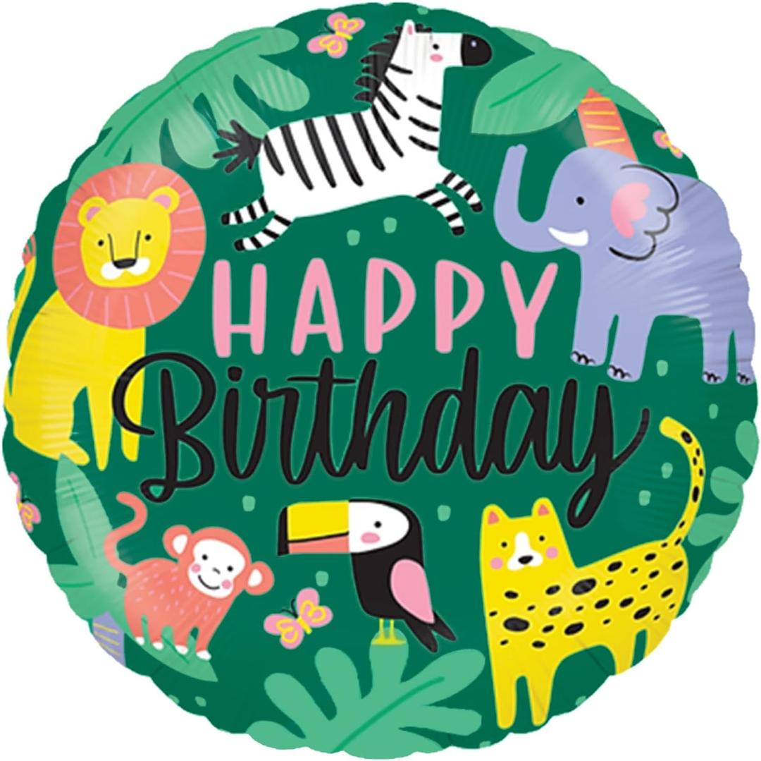 3 x 18 Inch Animals Balloon, Jungle Safari Theme Birthday Party Decorations, Lions Zebra Elephant Monkey Leopard Foil Balloons, Wild One Zoo Birthday Party Decor Supplies