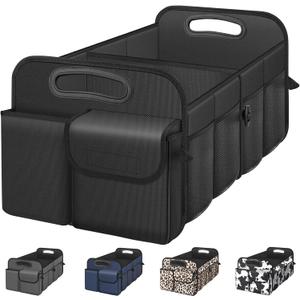 Femuar Car Trunk Organizer with Large Capacity Waterproof Car Accessories for Women & Men, Collapsible Trunk Organizer for Suv/Jeep/Sedan (Black, Standard)