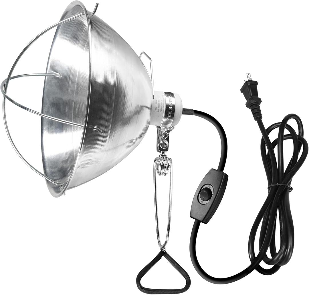 Simple Deluxe Clamp Lamp Light Socket with 10.5 Inch Aluminum Reflector, Suit for Max 250 Watt Lamp (No Bulb Included) with 18/2-Gauge 6 Feet Cord, 1 Pack