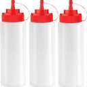 Norcalway 12 oz Condiment Squeeze Bottles for Sauces - Leak Proof Oil, Syrup, Dressing Squirt Bottles - 3 Pack