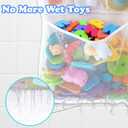 Bath Toy Holder 14x20 Inch, Mesh Bathtub Toy Storage Basket, Kids Bath Net, Tub Holder Bag, Toddler Shower Caddy Hanging Bucket Bin, Baby Bathroom Organizer with 2 Suction Cups, 2 Adhesive Wall Hooks