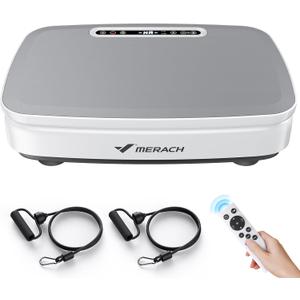 MERACH Vibration Plate Exercise Machine, Vibrating Plate Exercise Machine for Women Men, Vibration Plate with 2 Tension Ropes LED Display, Workout Equipment for Home
