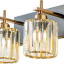 2-Light Crystal Bathroom Vanity Lights, Black Gold Modern Bathroom Light Fixtures Over Mirror Crystal Wall Lighting with Polished Gold Finish