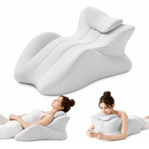 Large 27° Memory Foam Wedge Pillow for Back & Leg Support（Light Gray） | Large ergonomic wedge with 27° angled support for the neck, back, waist, reading, prone relaxation and leg elevation