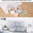2 Pack Cord Organizer Box for Desk Drawer, Clear Phone Charger Cable Storage Container with Lid