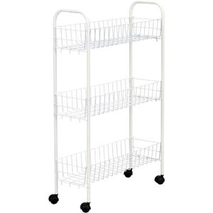 Household Essentials 05121 Slim Line 3-Tier Metal Storage Cart | Laundry Room Rolling Organizer | White, 29.875" x 19.5" x 7"