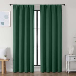 Simplebrand Ava Ever Green Blackout Curtains for Bedroom, 78 Inch Length, 2 Panels Set, Privacy Thermal Insulated Rod Pocket Window Curtains for Patio, French Door, W40 x L78 Inch