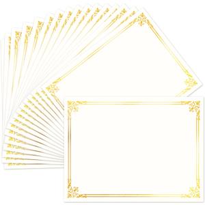 50 Sheets Certificate Paper for Printing,Gold Foil Metallic Border,8.5x11 inch Blank Award Certificate Paper,Laser & Inkjet Printer Compatible,For Office,Business Awards,School DiplomasNew Packaging
